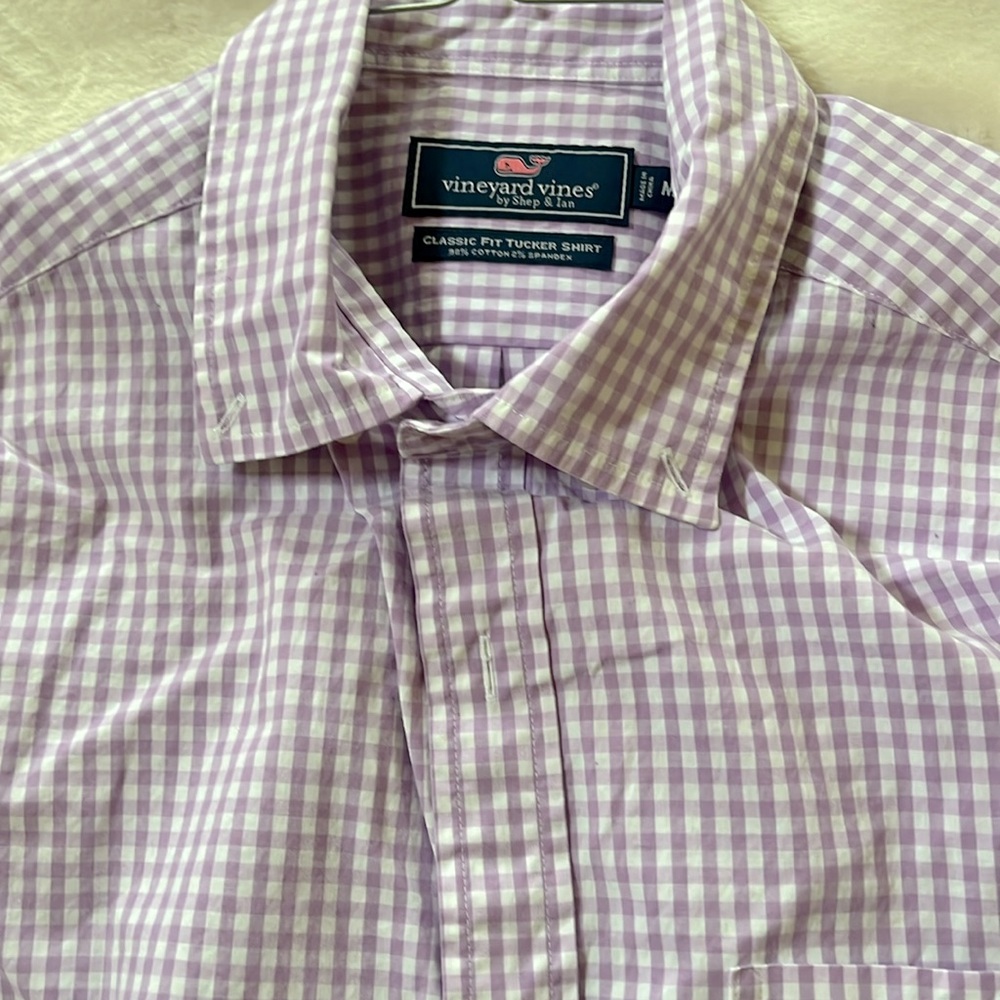 Vineyard Vines Men's Purple Checkered Classic Fit Tucker Shirt size M